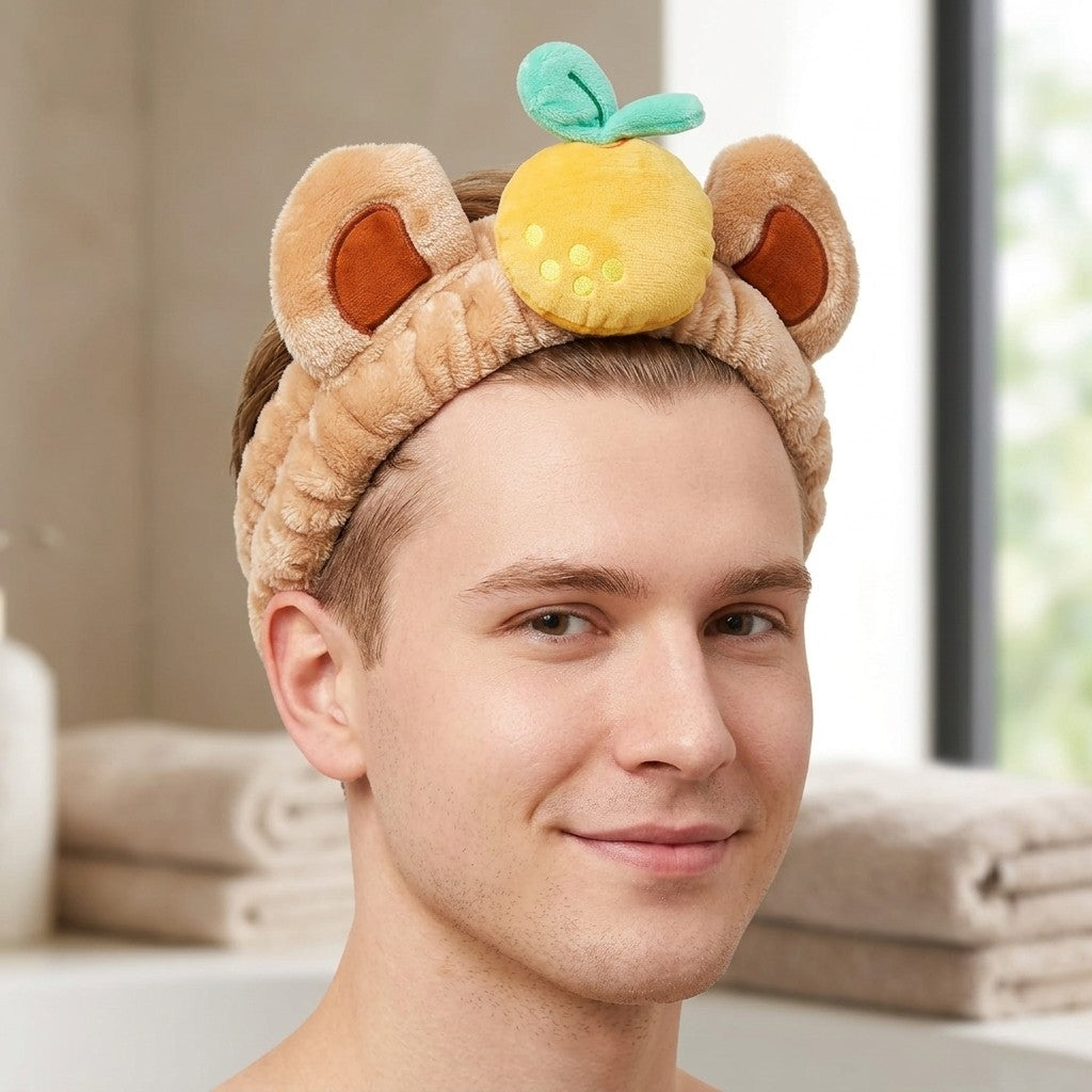 The Crme Shop 3D Teddy Headband for Washing Face, Skincare, Women (Capybara)
