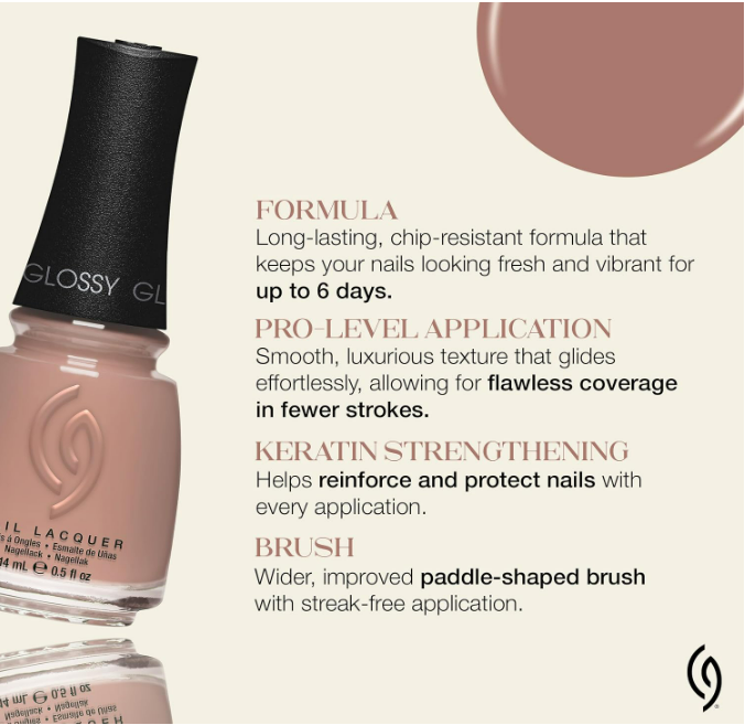 China Glaze CG Nail Lacquer Bare Attack Dark Nude Nail Polish Quick Dry Chip Resistant Glossy Finish for Salon DIY Manicure 0 5 fl oz