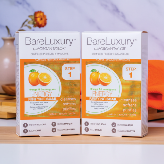 2 Pack Morgan Taylor BareLuxury Energy 4-Step Pedicure Manicure Orange Lemongras