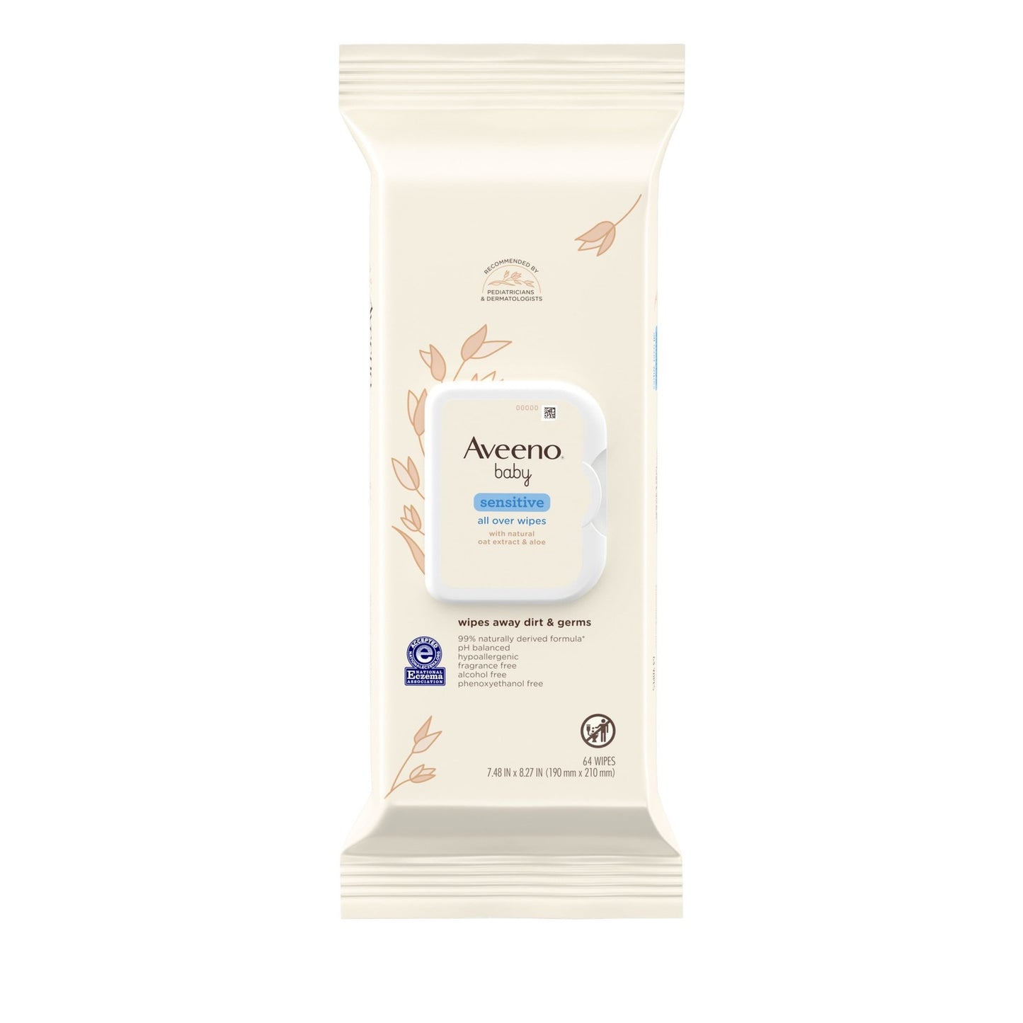 Aveeno Baby All Over Baby Wipes For Sensitive Skin with Oat and Aloe, 64 Wipes