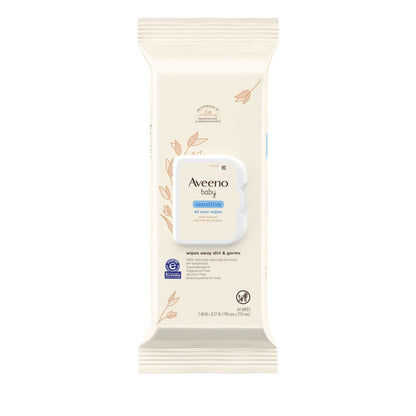 Aveeno Baby All Over Baby Wipes For Sensitive Skin with Oat and Aloe, 64 Wipes