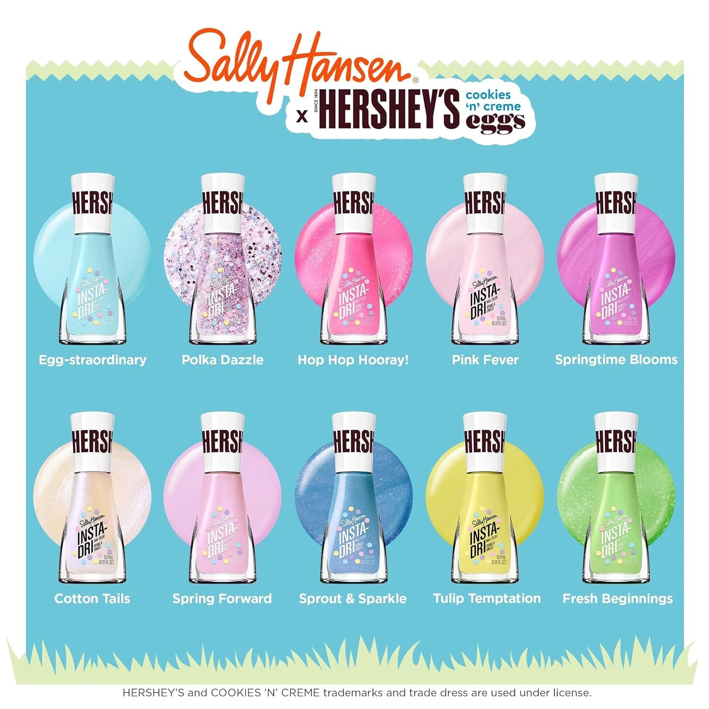 Sally Hansen Insta-Dri Hershey's Cookies 'n' Creme Eggs Nail Polish | Quick Dry, Long Lasting, Streak-Free Shine | Opaque, Glossy | 784 Tulip Temptation | Soft Green Yellow Nail Color