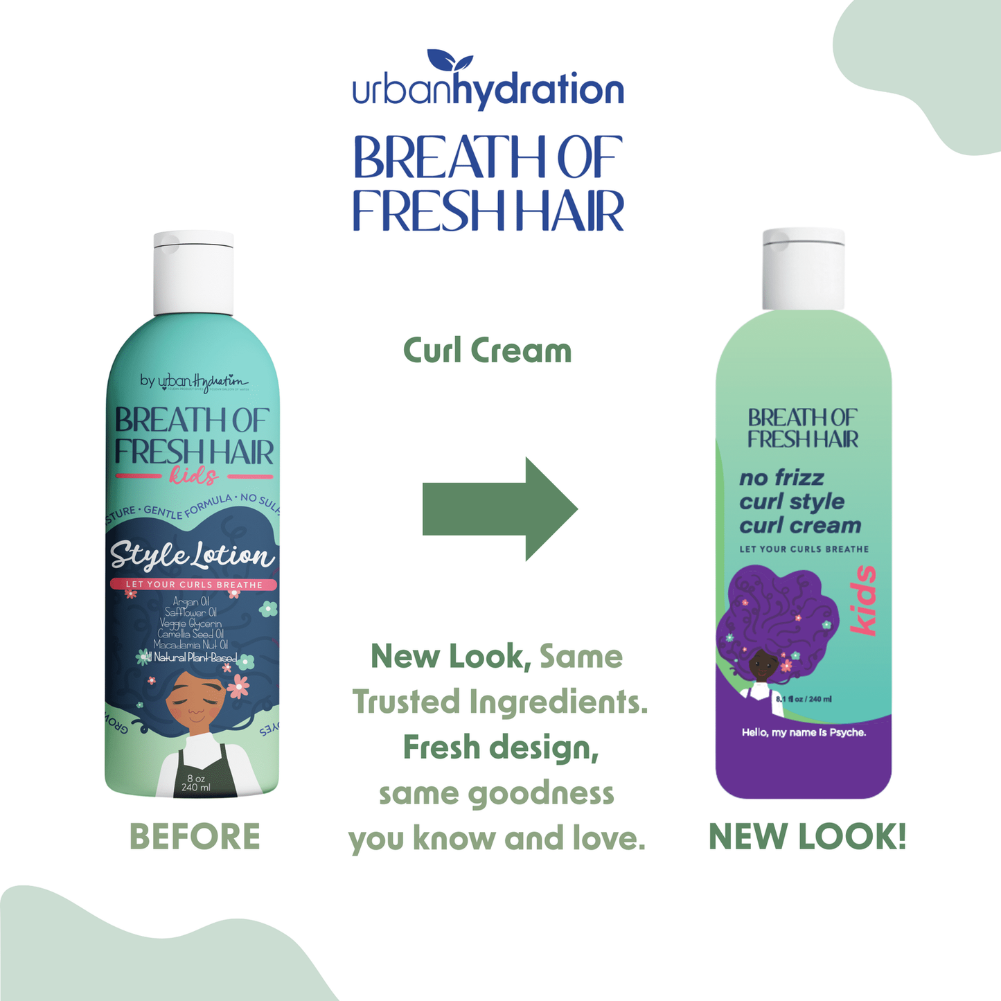 3 Pack Urban Hydration Breath Of Fresh Hair Kids Style Lotion 8oz Natural Hair