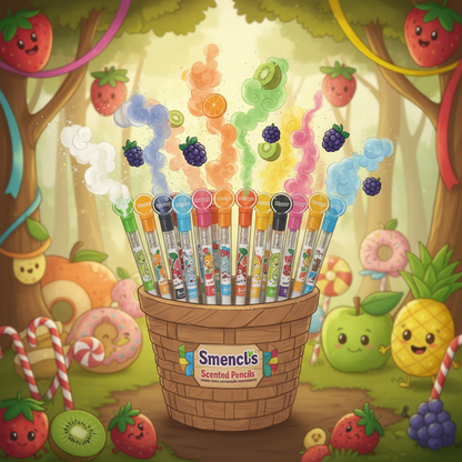 5 Pack Assorted Scented Smencils Graphite Pencils HB #2 Recycled Newspape