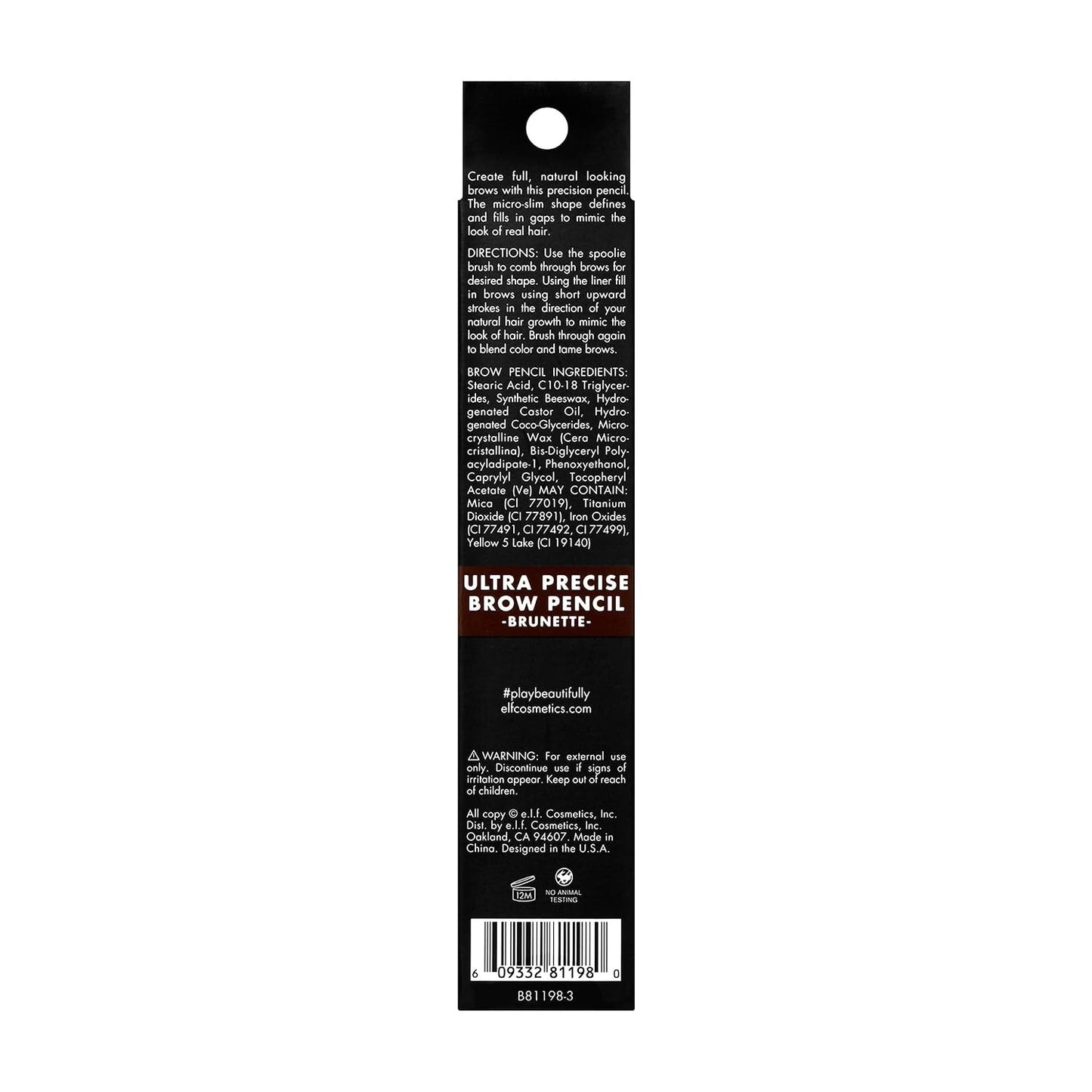e.l.f. Ultra Precise Brow Pencil, Dual-Ended, Ultra Fine Tip Defines, Brunette.
