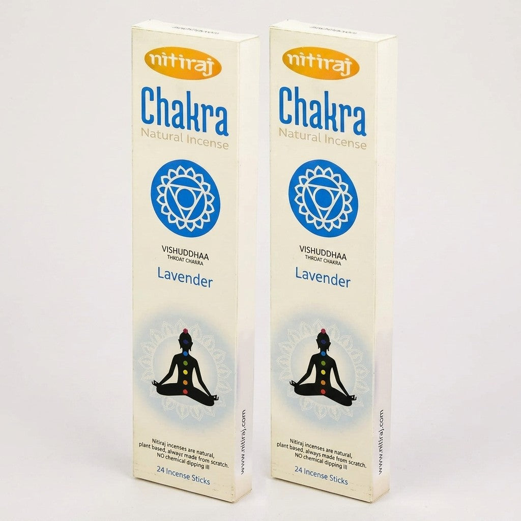 Natural Chakras Incense Sticks Slow Burning 1hr. 2 Pack Throat Chakra - Lavender