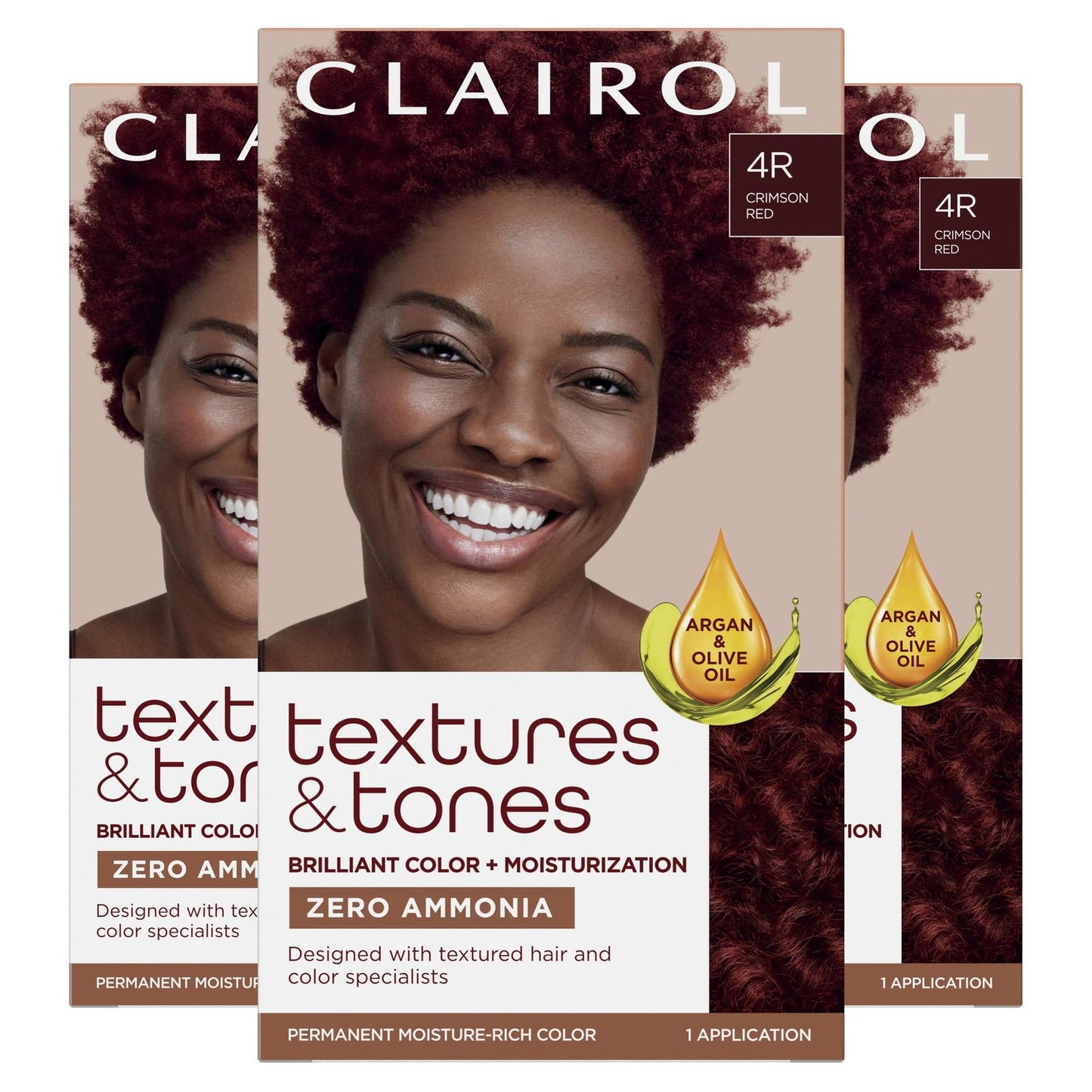 Clairol Textures & Tones 4R Crimson Red Permanent Hair Dye 2 Pack Ammonia Free