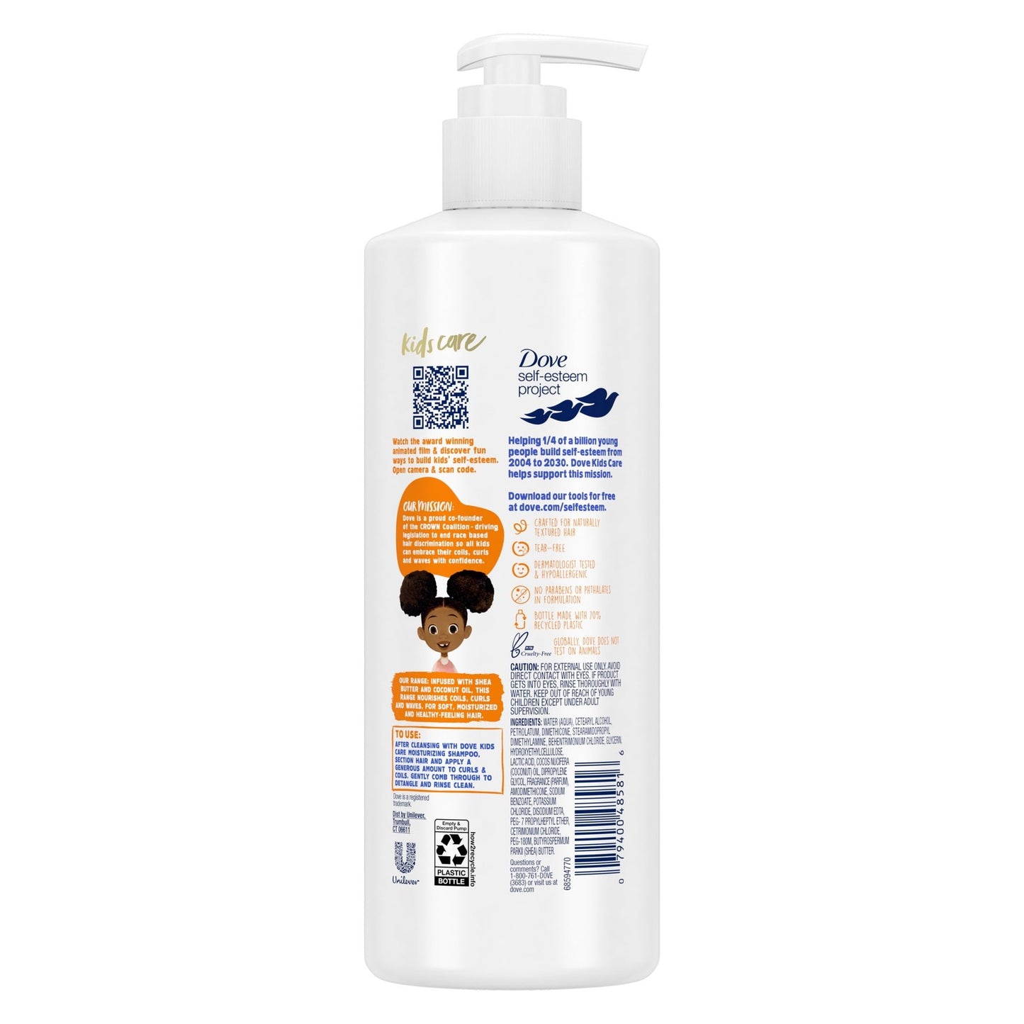 Dove Kids Care Conditioner for Coils, Curls and Waves Hair Love Kids, 17.5 Fl oz