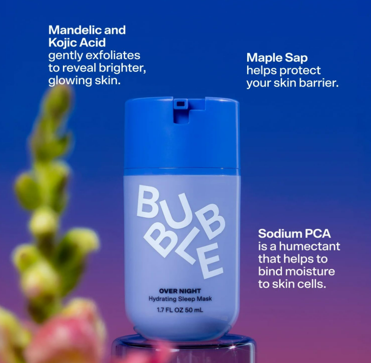 Bubble Skincare Set 3pc Water Slide Serum, Overnight Mask, Morning Rays Eye Cream
