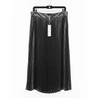 Fourth + Bay Silver Metallic Pleated Midi Skirt NWT Size Large Accordion Shiny