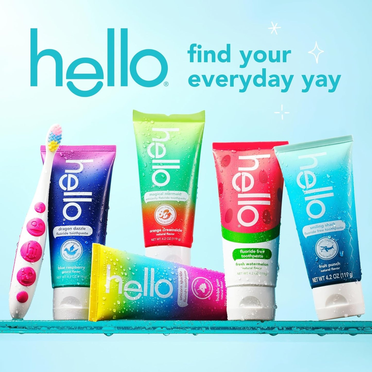 Hello Magical Mermaid Kids Toothpaste With Fluoride, Orange, 4.2 OZ