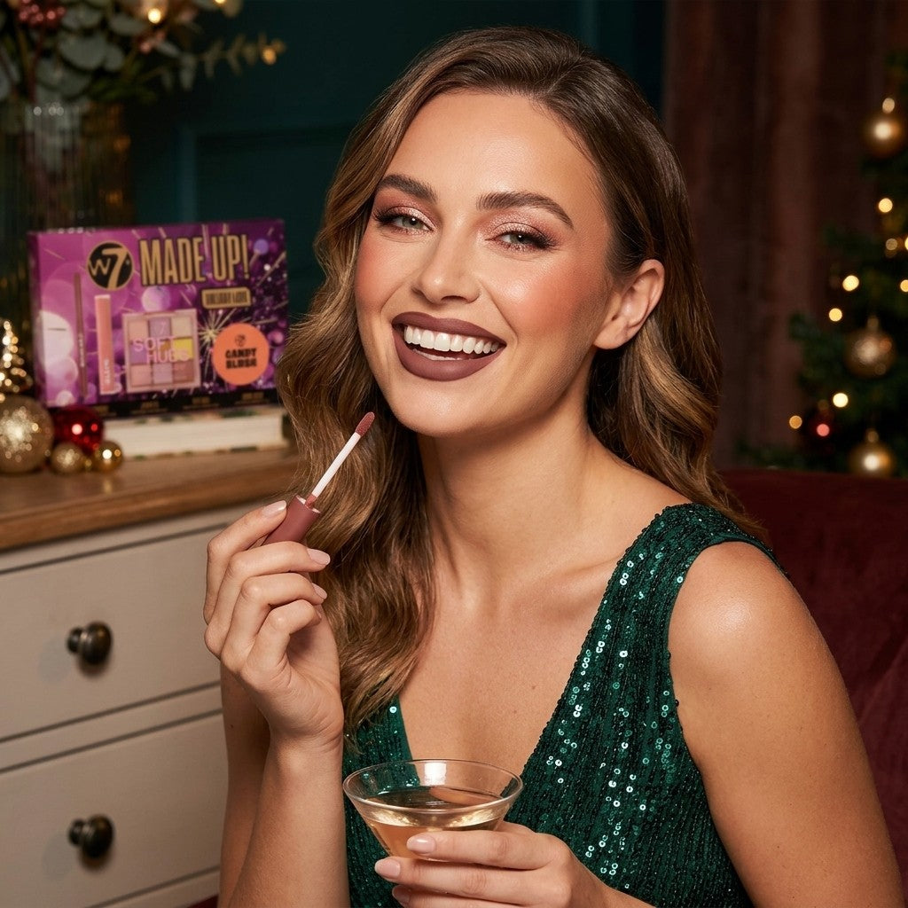 W7 Made Up Holiday Look 4pc Makeup Gift Set Palette Lip Liner Liquid Blush