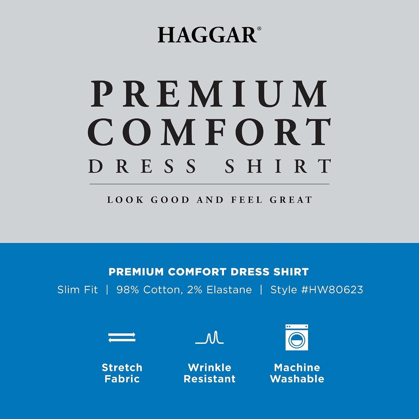 Haggar Mens Haggar Men's Premium Comfort Slim Fit Wrinkle Resistant Dress Shirt 17-17.5 34-35