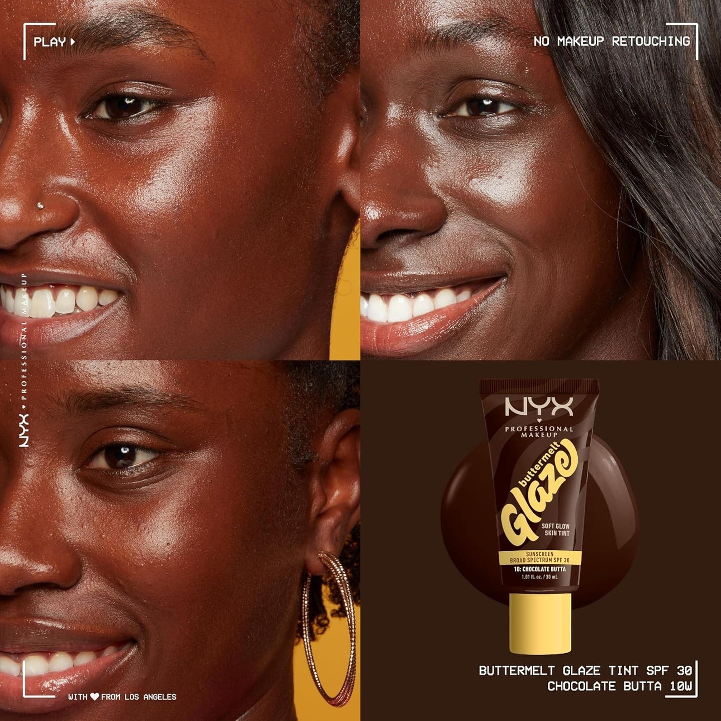 2 Pack NYX Buttermelt Glaze Soft Glow Skin Tint SPF 30 10 Chocolate Butta