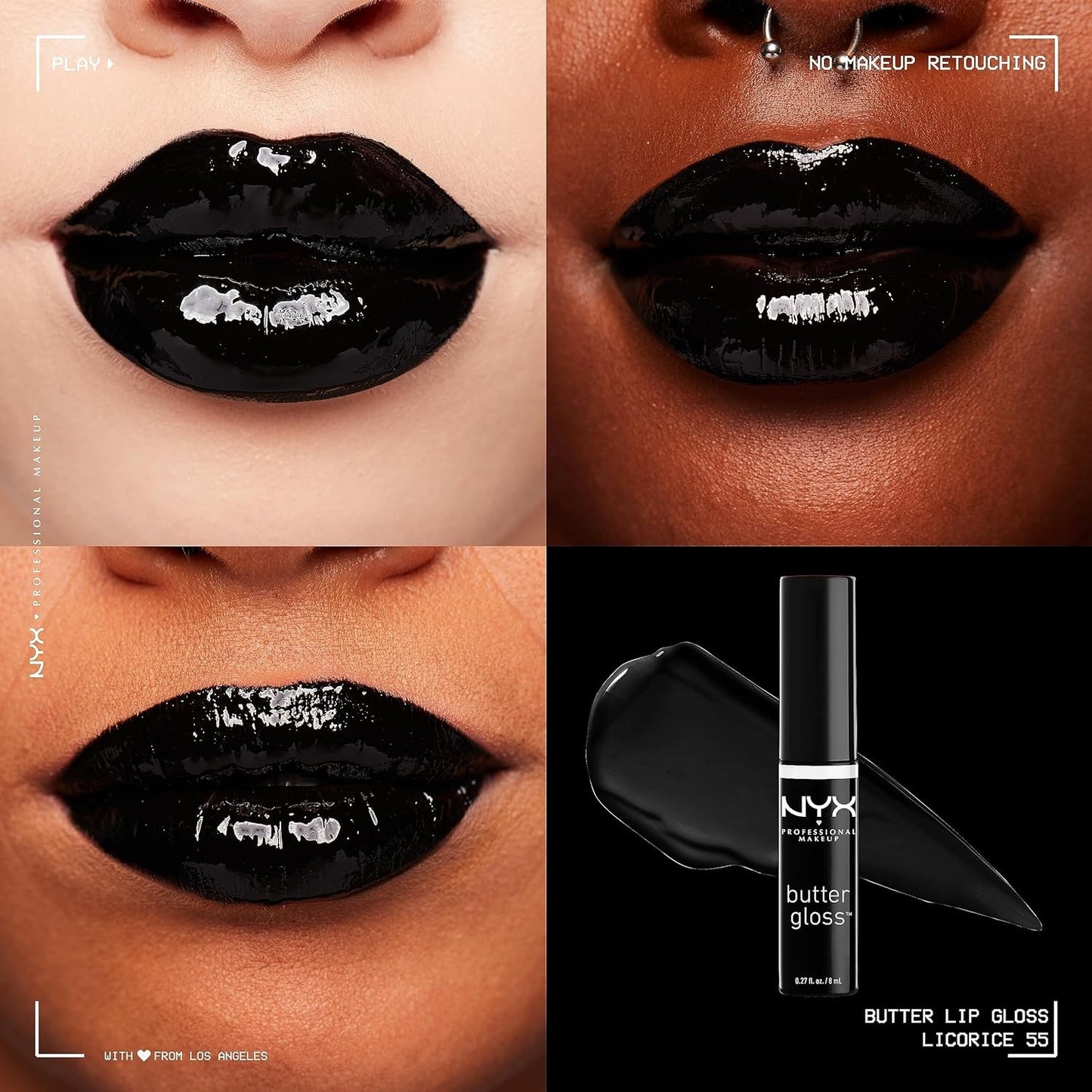 NYX PROFESSIONAL MAKEUP Butter Gloss, Non-Sticky Lip Gloss - Licorice (Black)