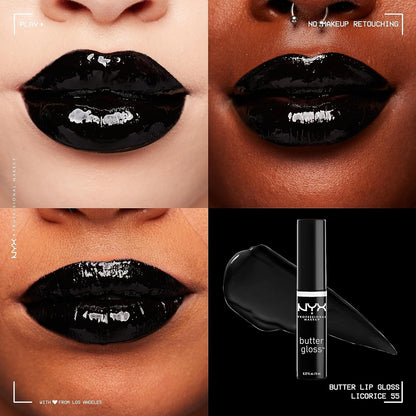 NYX PROFESSIONAL MAKEUP Butter Gloss, Non-Sticky Lip Gloss - Licorice (Black)