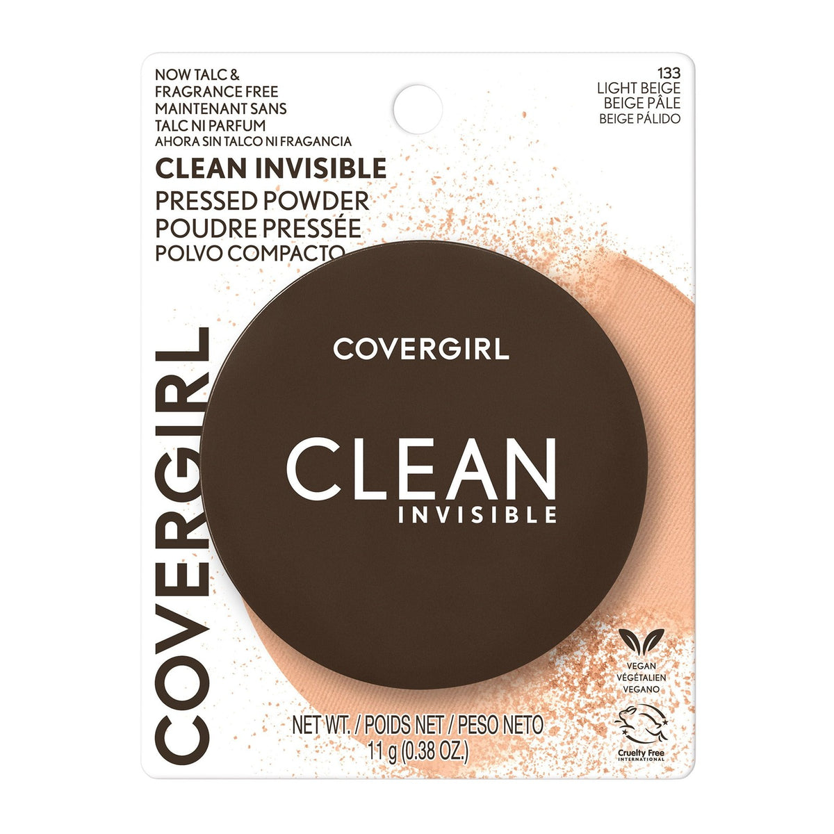 COVERGIRL Clean Invisible Pressed Powder, 133 Light Beige, 0.38 oz
