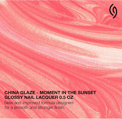 China Glaze CG Nail Lacquer Moment in Sunset Coral Pink Nail Polish Quick Dry Chip Resistant Shimmer Glossy Finish for Salon DIY Manicure 0 5 fl oz