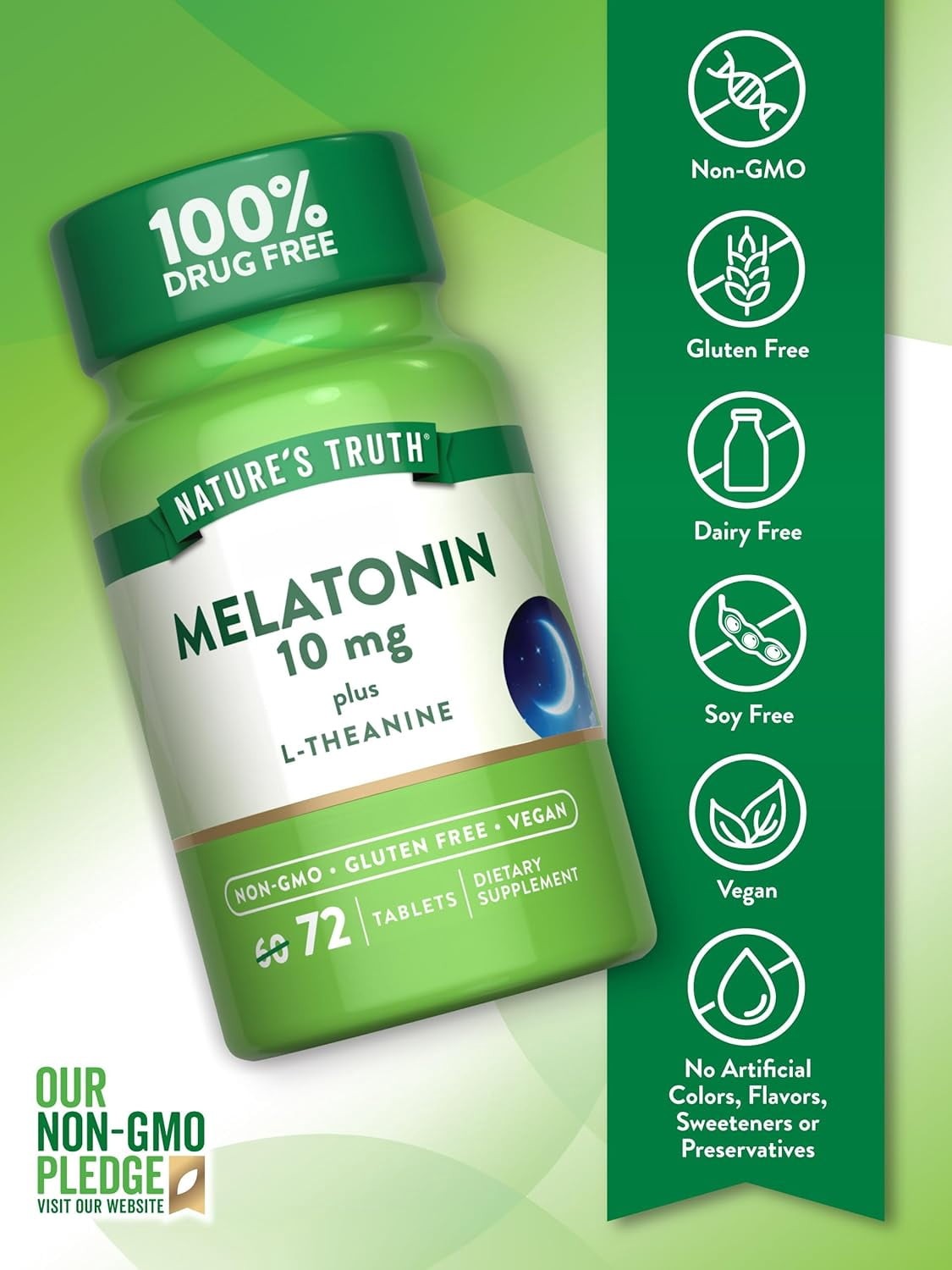Nature s Truth Melatonin 10 mg L Theanine 72 Tablets Maximum Strength