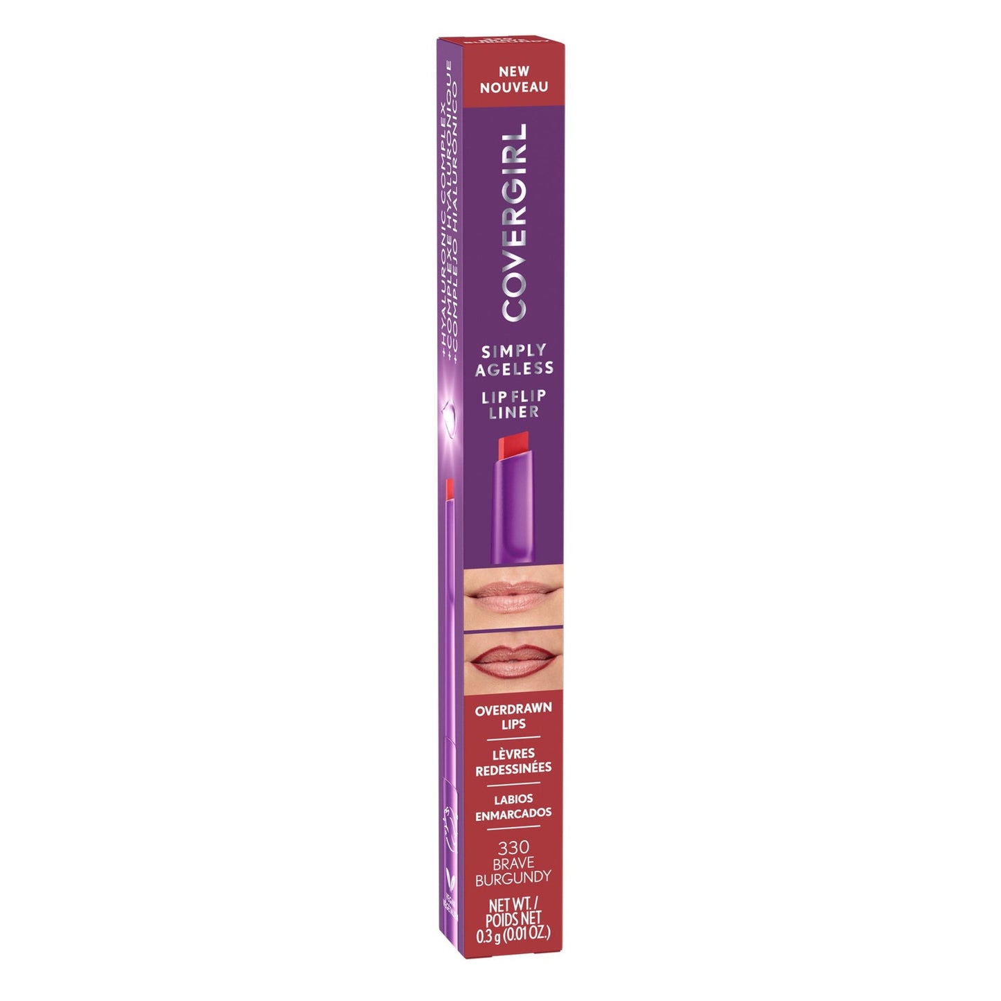 CoverGirl Simply Ageless Lip Flip Liner - Long Lasting, Brave Burgundy 330