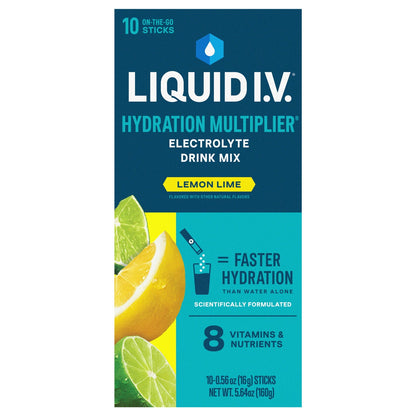 Liquid I.V. Hydration Multiplier Electrolyte Powder Packet Drink Mix, Lemon Lime, 10 Ct