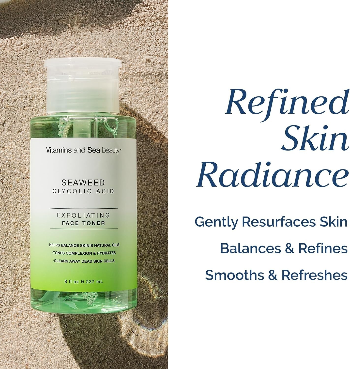 Exfoliating Face Toner with Seaweed & Glycolic Acid – 8 fl oz