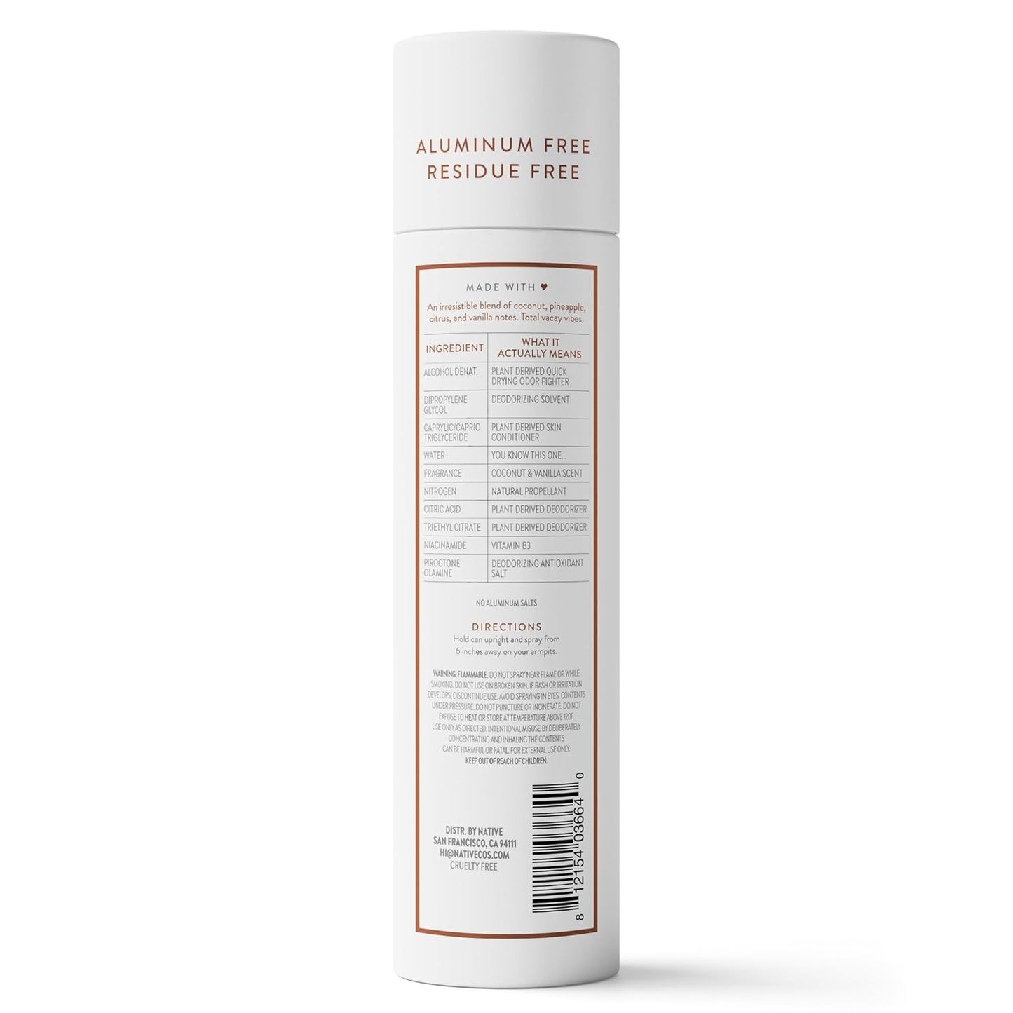 Native Deodorant & Body Spray, Coconut & Vanilla, Quick Drying, 3.5 oz