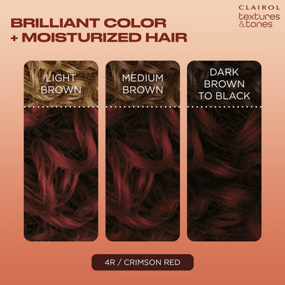 Clairol Textures & Tones Permanent Hair Dye, 4R Crimson Red | Pack of 1