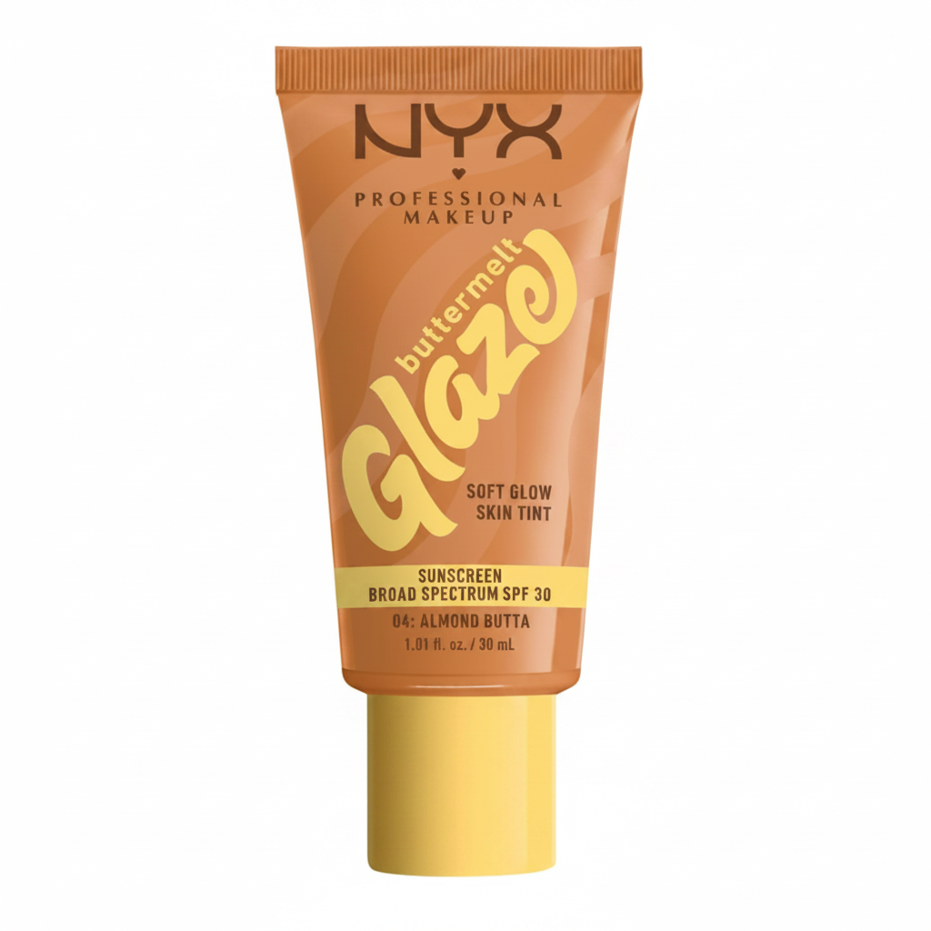 NYX PROFESSIONAL MAKEUP Buttermelt Glaze Soft Glow Skin Tint SPF 30 Up To 12HR Wear 04 Almond Butta