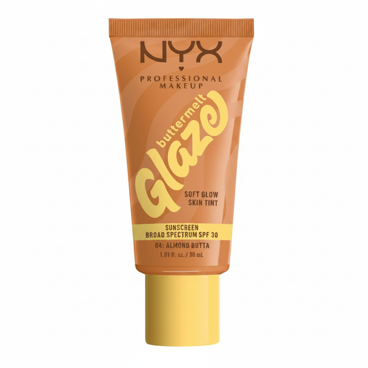 NYX PROFESSIONAL MAKEUP Buttermelt Glaze Soft Glow Skin Tint SPF 30 Up To 12HR Wear 04 Almond Butta