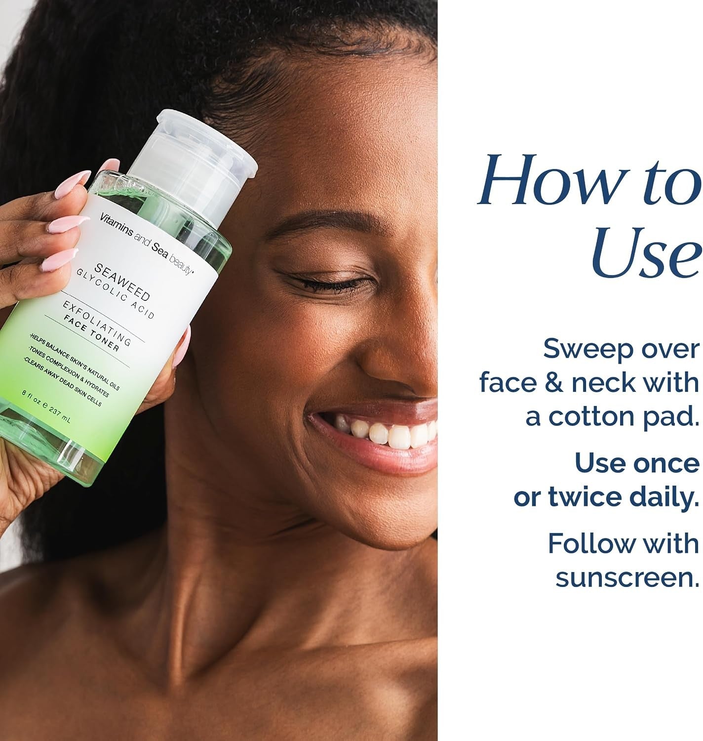 Exfoliating Face Toner with Seaweed & Glycolic Acid – 8 fl oz