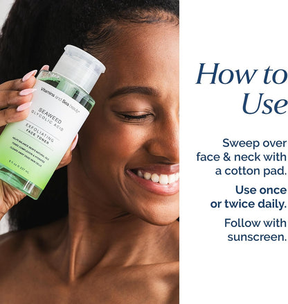 Exfoliating Face Toner with Seaweed & Glycolic Acid – 8 fl oz