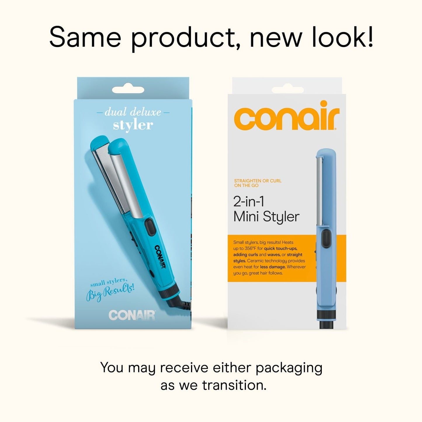 Conair Mini 5/8" Dual Deluxe 2-in-1 Ceramic Styler, Curl and Straighten Hair