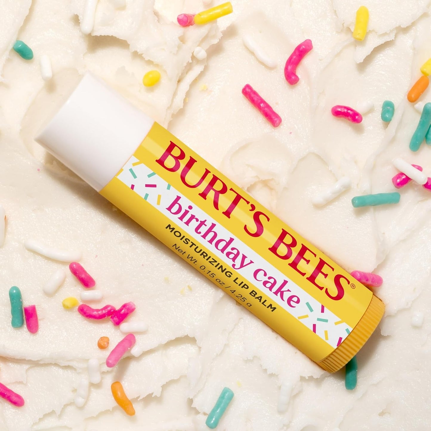 Burt's Bees Birthday Cake Lip Balm, Tint-Free, Natural Origin Lip Care, 1 Tube