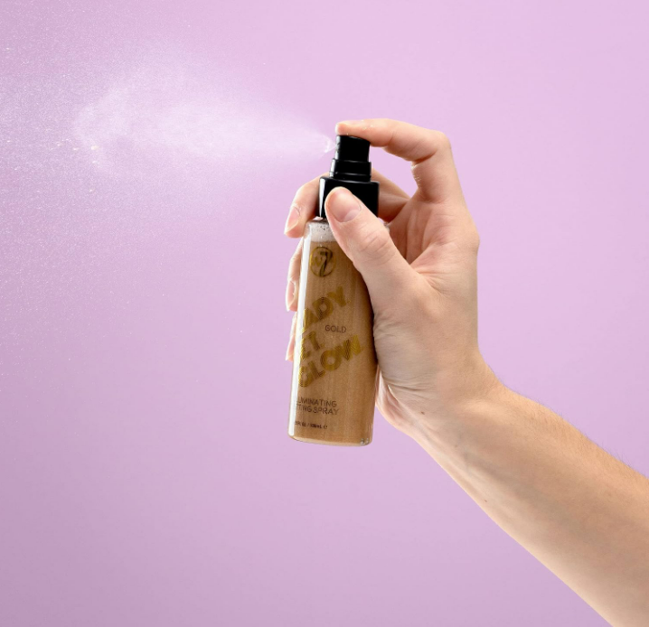 W7 Ready Set Glow Makeup Setting Spray - Shimmer Finish - Long-Lasting, Gold