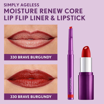 CoverGirl Simply Ageless Lip Flip Liner - Long Lasting, Brave Burgundy 330
