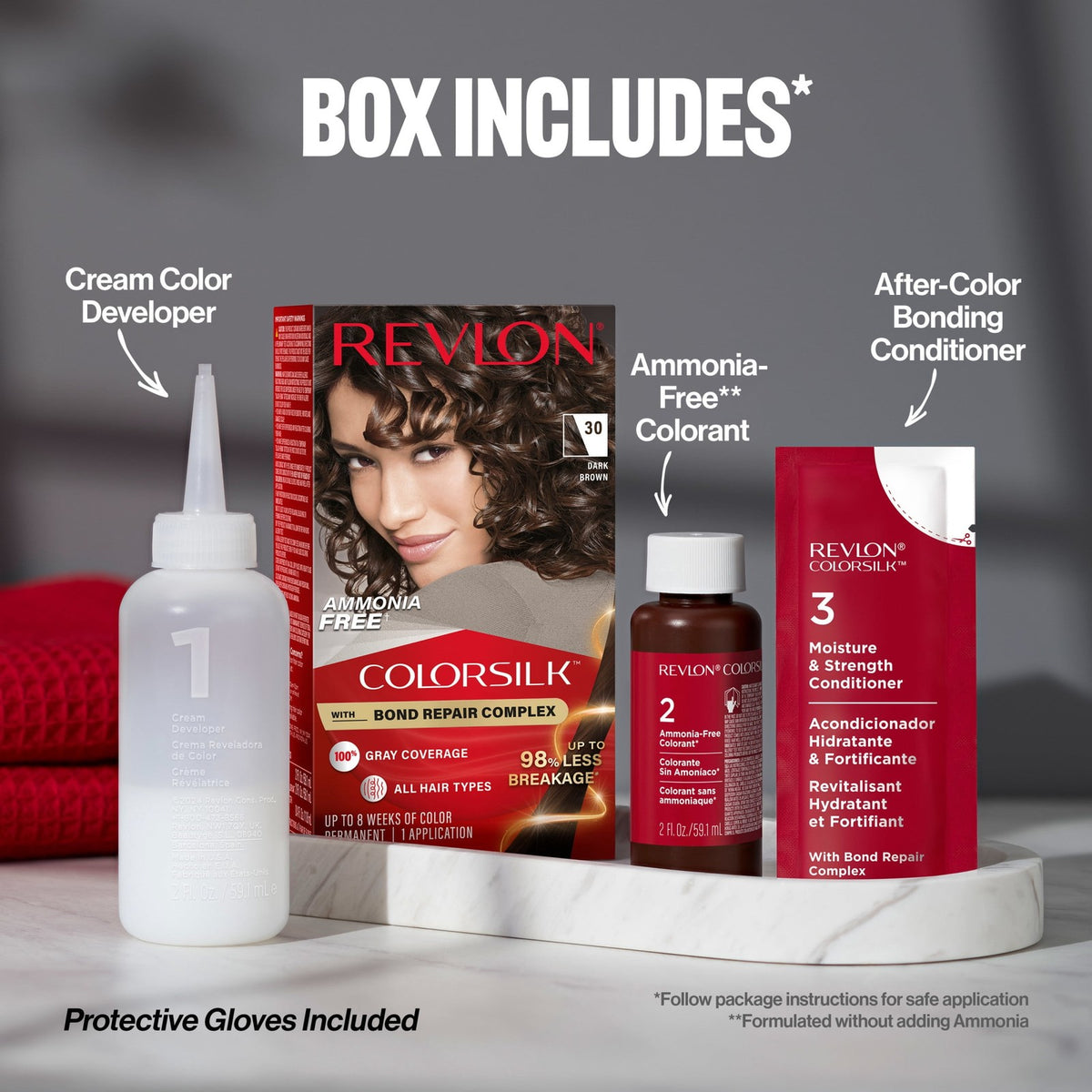 Revlon ColorSilk Permanent Hair Color, Bond Repair Complex, 61 Dark Blonde, 1 pack