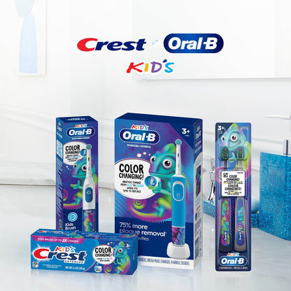 Oral‑B Battery Powered Kids Toothbrush with Color‑Changing Compact Bristles, 3+