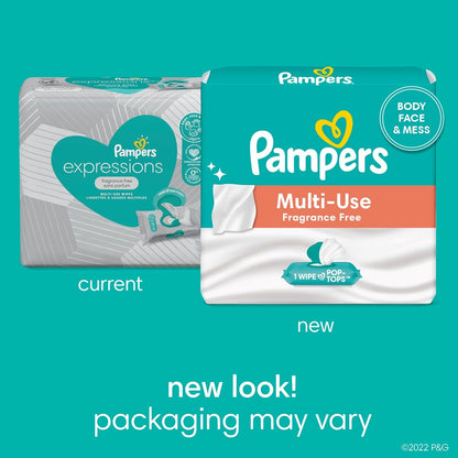 Pampers Multi-Use Body Face & Mess Wipes Fragrance Free 2pk 112 Count