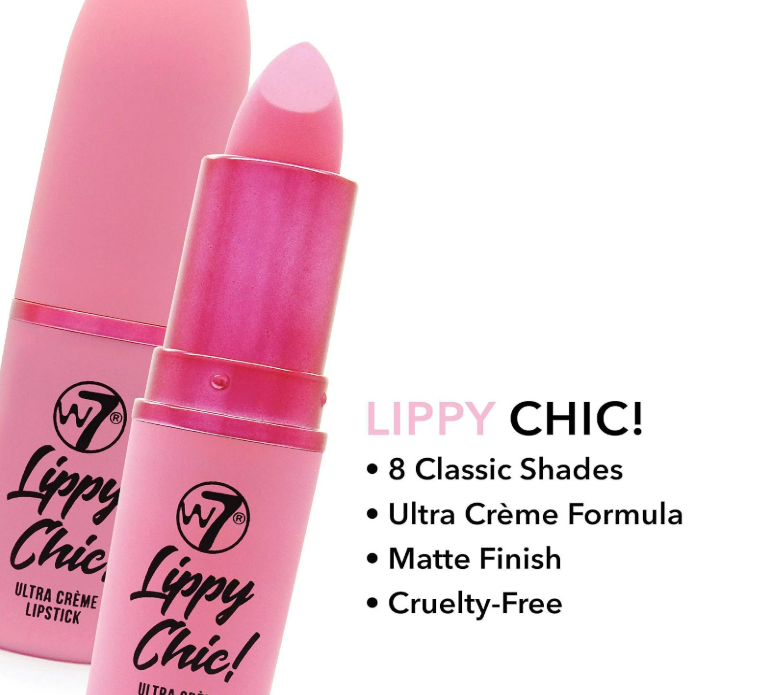 2 Pack W7 Lippy Chic Ultra Creme Lipstick Shade Free Speech Vibrant Baby Pink