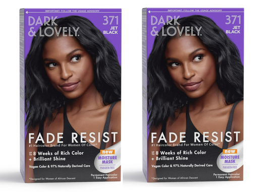 Pack of 2 Dark and Lovely Fade Resist Rich Conditioning Color, Jet Black 371