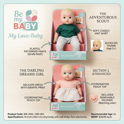 Jakks Pacific Be My Baby 14" Dolls Boy & Girl Set My Love Baby Thumb Sucking
