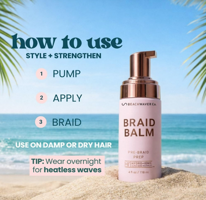 The Beachwaver Co. Braid Balm Pre-Braid Prep - Full Size (4 Fl Oz)  Frizz-Taming