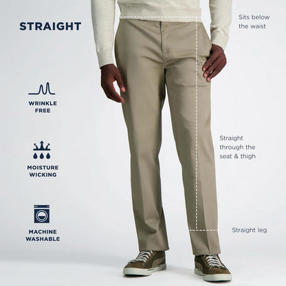 Haggar Men's Wrinkle Free Performance Khaki Straight Fit Flat Front Pant 32X30