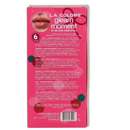 L.A. COLORS Gleam Moment 6pc Mini Lip Oil Set Vitamin E Shiny Flavored Gloss