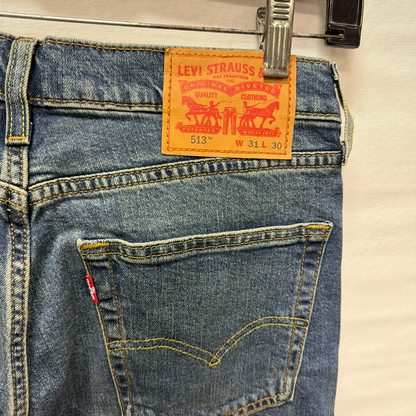 Levi's 513 Slim Straight Men's Jeans 31x30 NWT Thanks Again Blue Stretch Denim