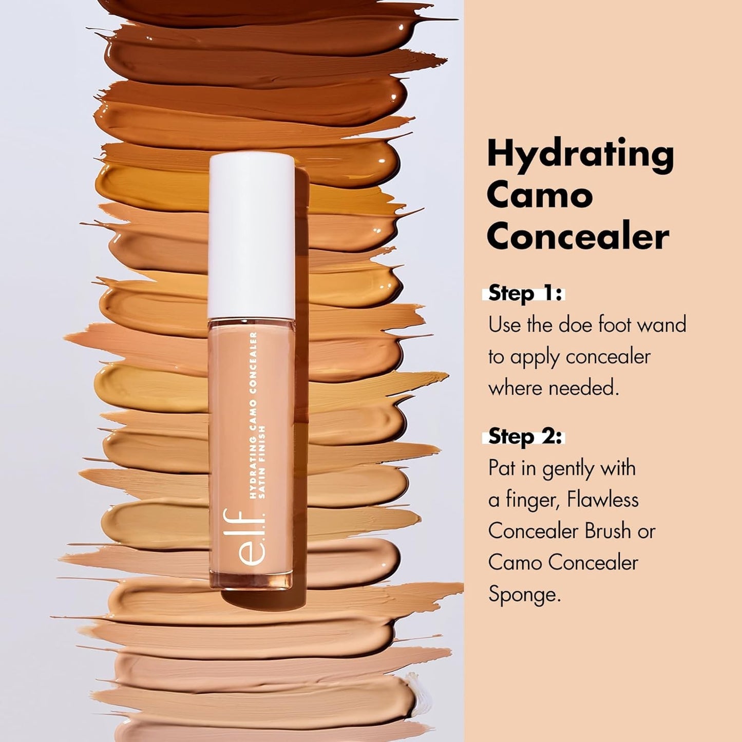 e.l.f Hydrating Camo Concealer Covers Blemishes & Under-Eye Circles Medium Peach