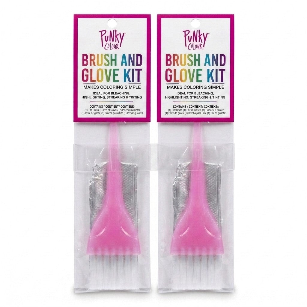 Punky Colour Hair Dye Brush and Glove Kit 2 Pack for Bleaching Highlighting Tint