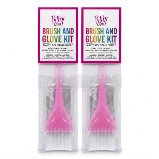 Punky Colour Hair Dye Brush and Glove Kit 2 Pack for Bleaching Highlighting Tint