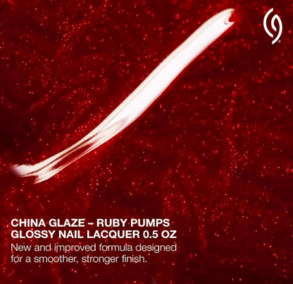 China Glaze CG Nail Lacquer Ruby Pumps – Deep Red Glitter Quick Dry 0.5 fl oz